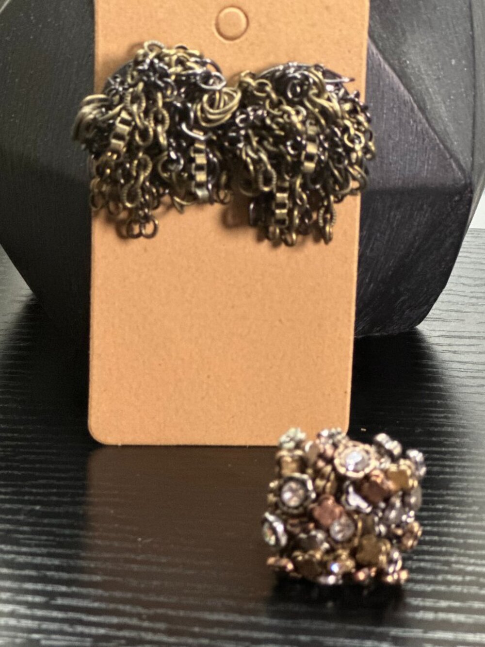Massive Artisan Raw Gold Statement Set - Ring & Matching Earrings
